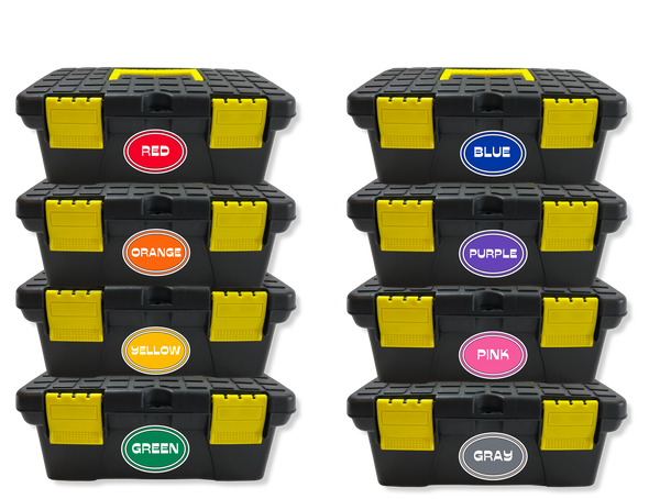 Group Toolboxes with Color Stickers (Set of 8)