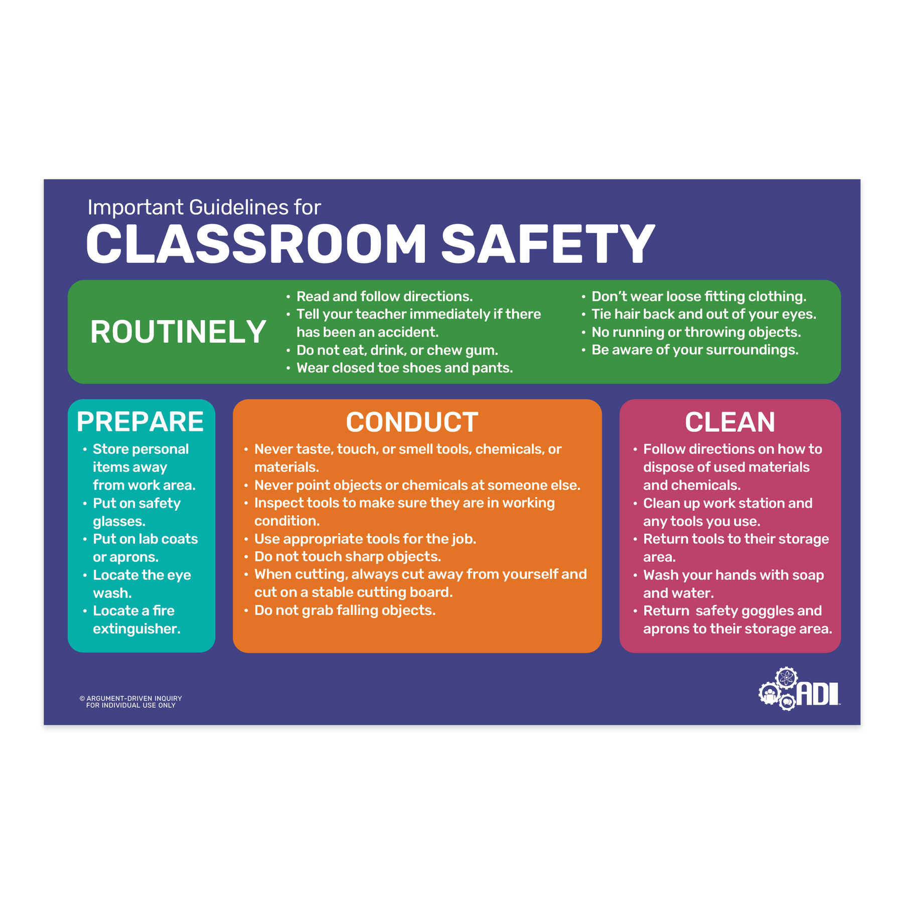 Classroom Safety Poster ADI Store