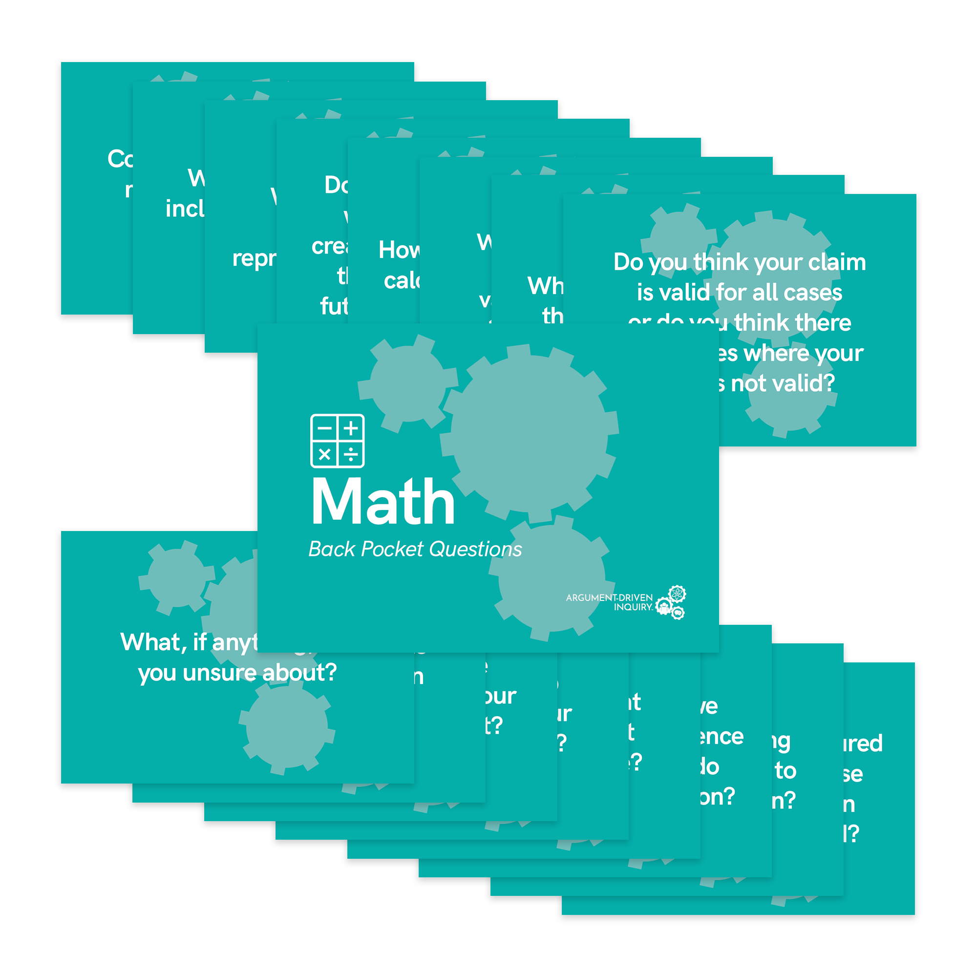 Math Questions Static Card Math Back Pocket Question Cards | ADI Store
