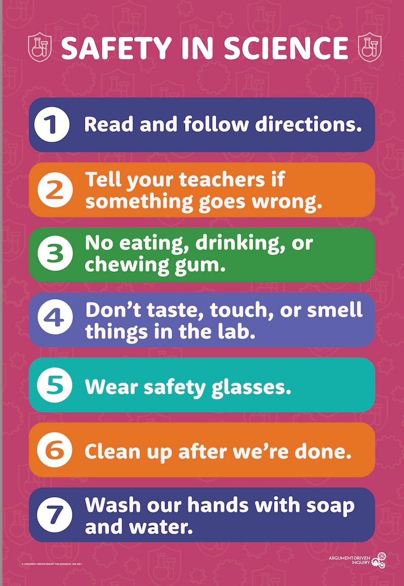 Safety in Science Poster for Primary Grades (Download)