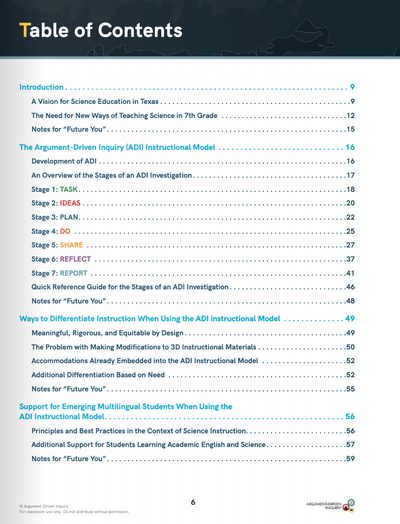 Argument-Driven Inquiry for 7th Grade (Texas Edition)