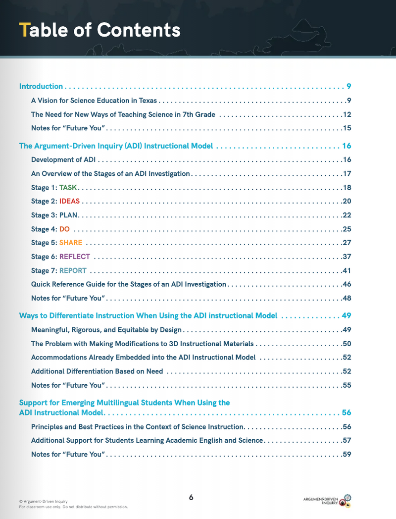 Argument-Driven Inquiry for 7th Grade (Texas Edition)