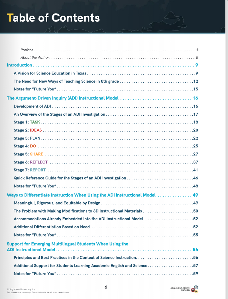 Argument-Driven Inquiry  for 8th Grade (Texas Edition)