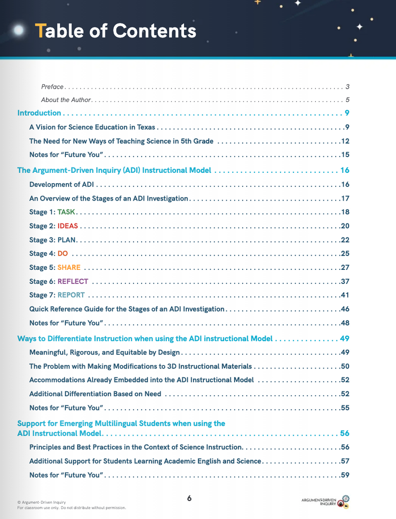 Argument-Driven Inquiry for 5th Grade (Texas Edition)