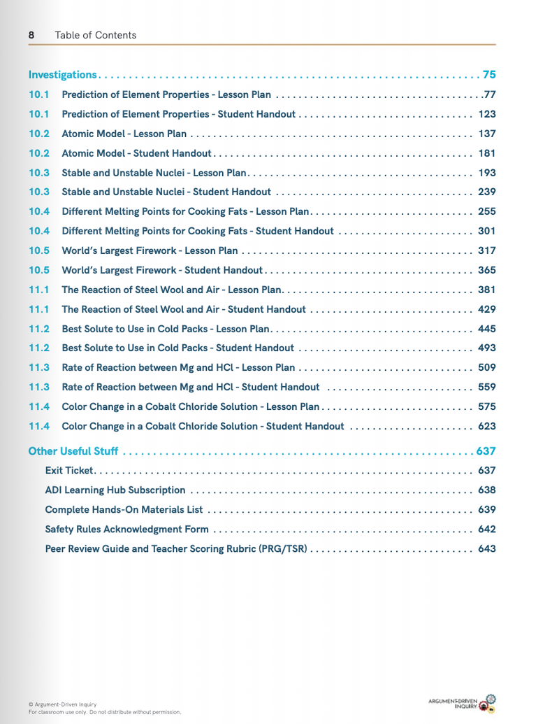 Argument-Driven Inquiry for Chemistry Book (NGSS Edition)