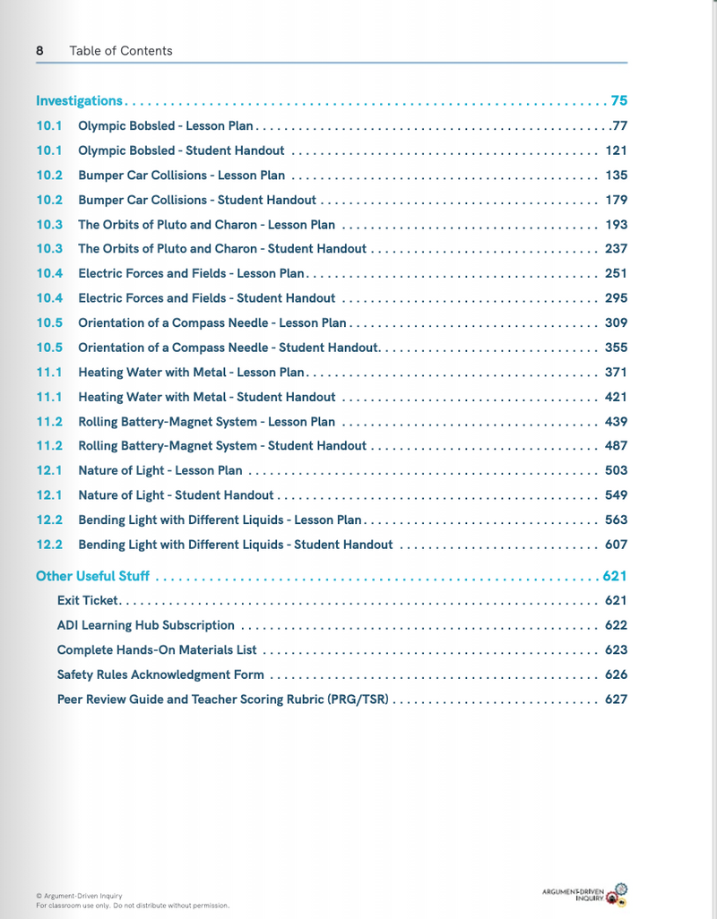 Argument-Driven Inquiry for Physics Book (NGSS Edition)