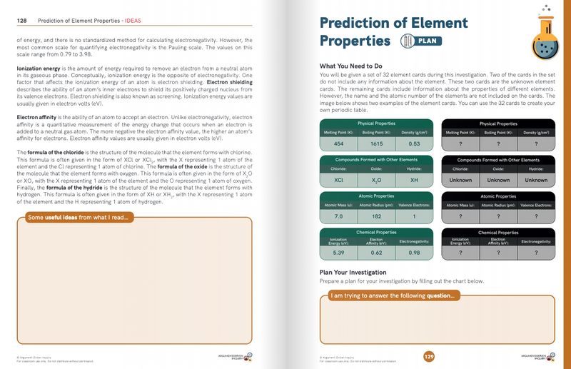 Argument-Driven Inquiry for Chemistry Book (Texas Edition)