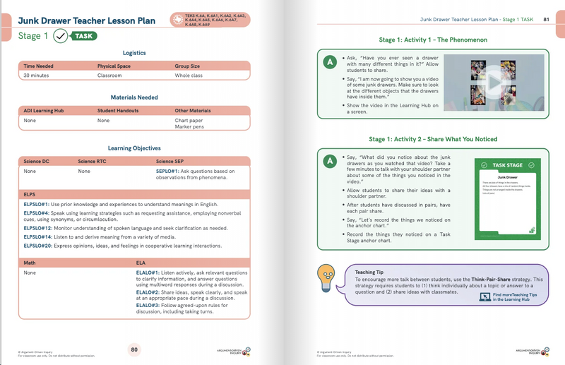 Argument-Driven Inquiry for Kindergarten Book (Texas Edition)