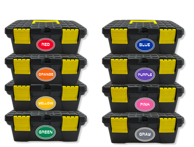 Group Toolboxes with Color Stickers (Set of 8)