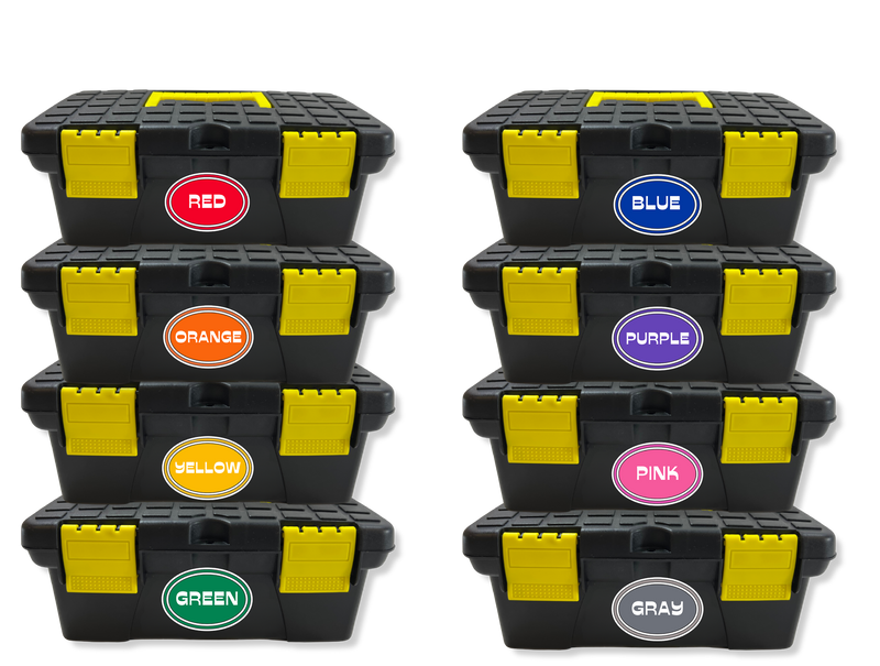 Group Toolboxes with Color Stickers (Set of 8)
