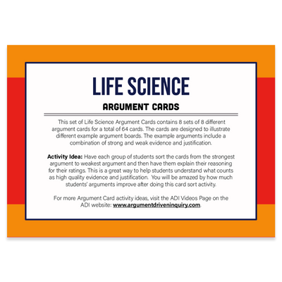 Life Science Argument Cards